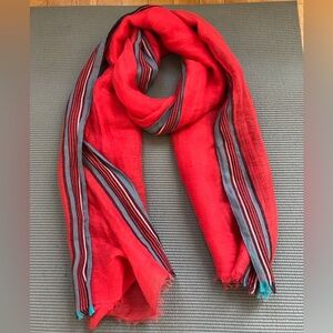 Long Red Striped Scarf